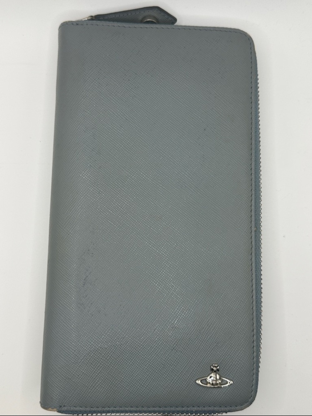 Vivienne Westwood Gray Blue Long Zip Wallet